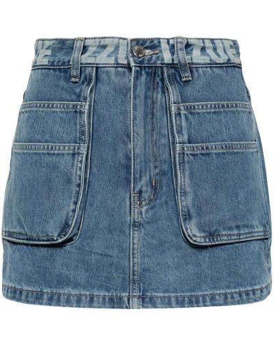 Izzue Jupe-short en jean à poches cargo - Bleu