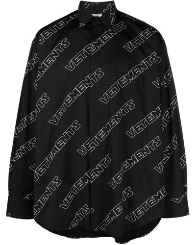 Vetements Logo-print Cotton Shirt - Black