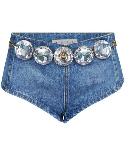 Area Short en jean à ceinture ornée de cristaux - Bleu