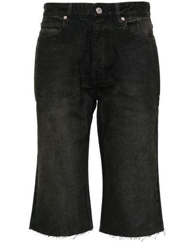 Balenciaga Mid-Rise Washed-Denim Shorts - Grey