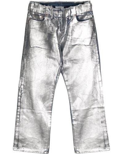 Doublet Silver foil-coated jeans - Blanco