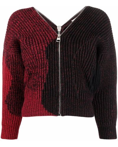 Alexander McQueen Zipped-up V-neck Sweater - Red