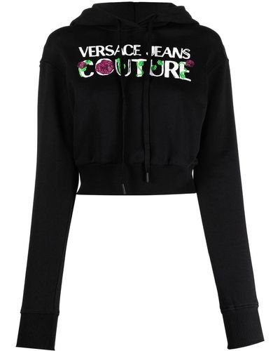 Versace Logo-print Pullover Hoodie - Black