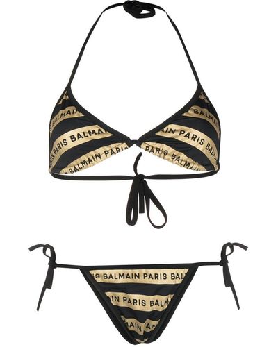 Balmain Bikini mit Logo-Streifen - Schwarz