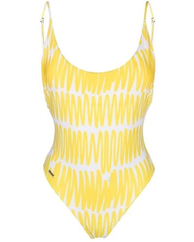 Kiton Abstract-print Swimsuit - Yellow