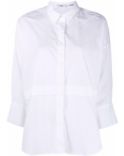 Closed Blouse Met Cropped Mouwen - Wit