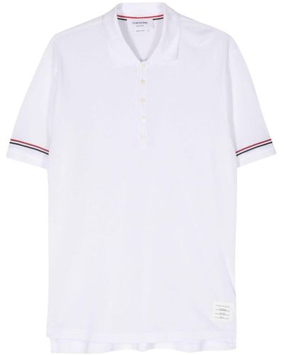 Thom Browne Fijngebreid Poloshirt Met Rwb-streep - Wit