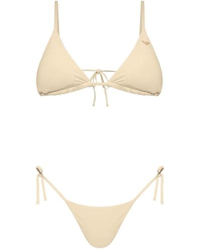 Emporio Armani Bikini triangle à logo appliqué - Blanc