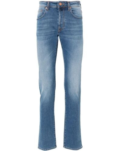 Incotex Jeans Met Contrasterend Stiksel - Blauw