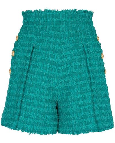 Balmain Klassische Tweed-Shorts - Grün