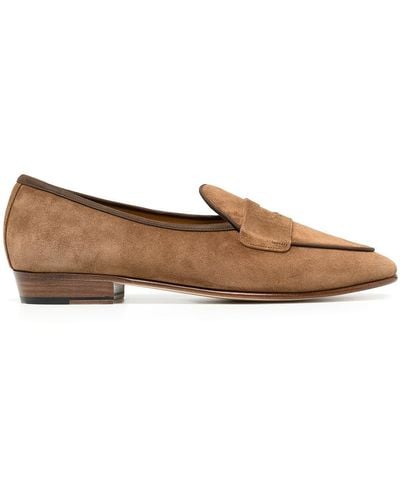 Baudoin & Lange Almond-toe Suede Loafers - Brown