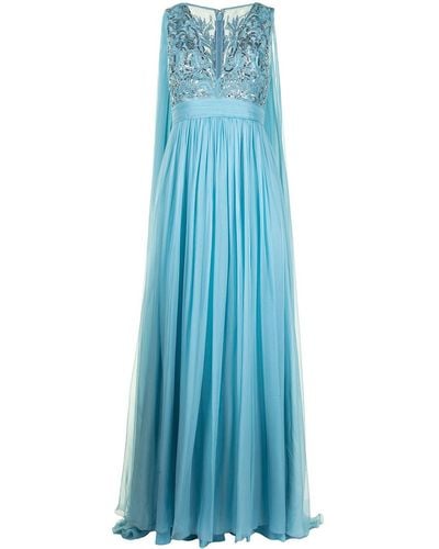 Zuhair Murad Embellished Bodice Flyaway Gown - Blue