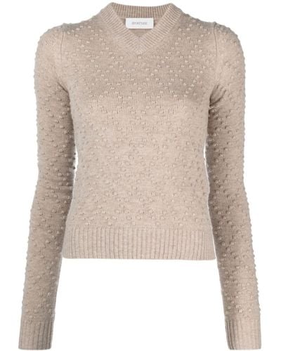 Sportmax Salve Embossed-embroidered Sweater - Natural