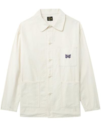 Needles Logo-embroidered Cotton Shirt Jacket - White