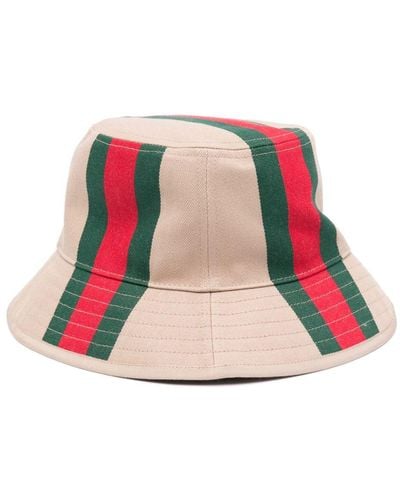 Gucci Web-stripe Cotton Bucket Hat - Multicolour