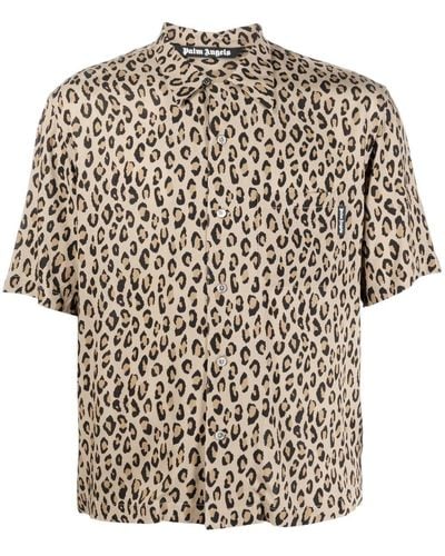 Palm Angels Leopard-print Short-sleeve Shirt - White