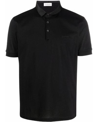 Lanvin サテンカラーポロシャツ - ブラック