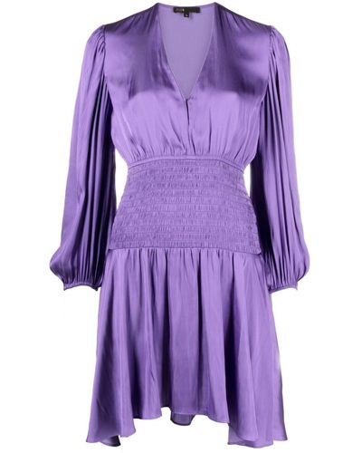 Maje Shirred-waist Satin Minidress - Purple