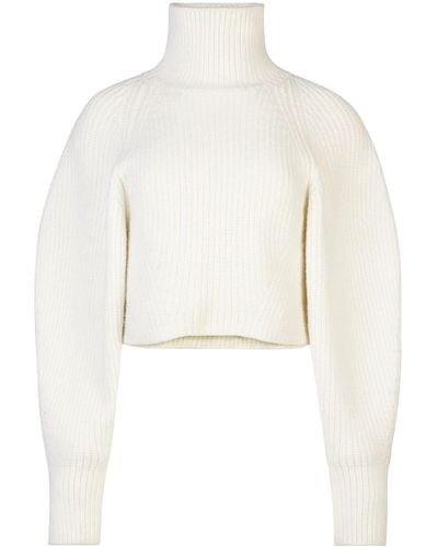 Nina Ricci Gerippter Pullover mit Stehkragen - Weiß