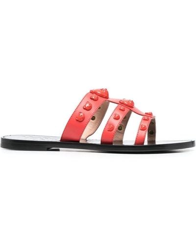 Moschino 'teddy Bear' Leather Slides - Red