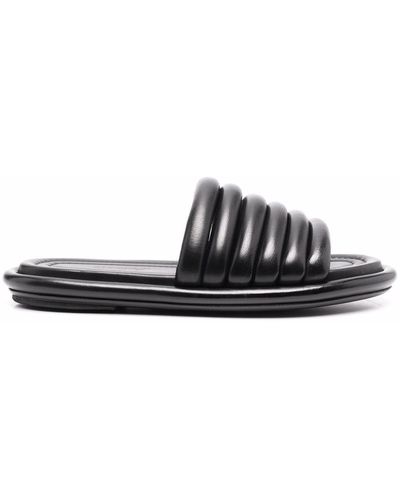 Marsèll Ribbed Leather Slides - Black