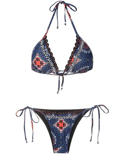 Amir Slama Embroidered Triangle-cup Bikini - Blue