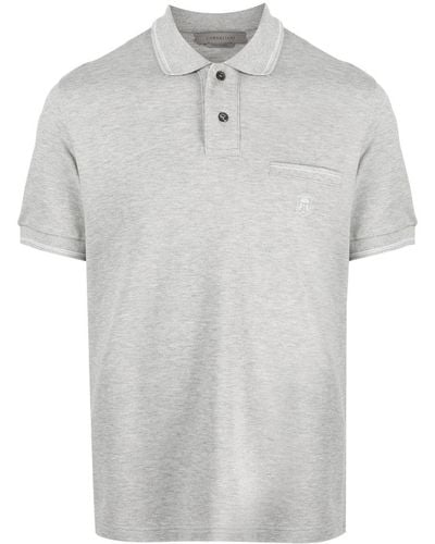 Corneliani Embroidered-logo Polo Shirt - Grey