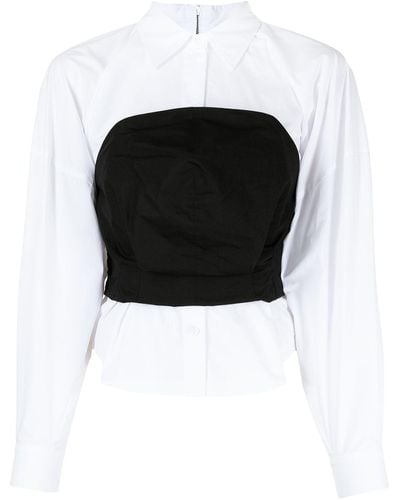 Pushbutton Bandeau-layered Shirt - Black