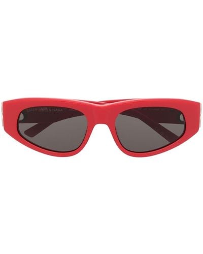 Balenciaga Logo-plaque Arm Sunglasses - Red
