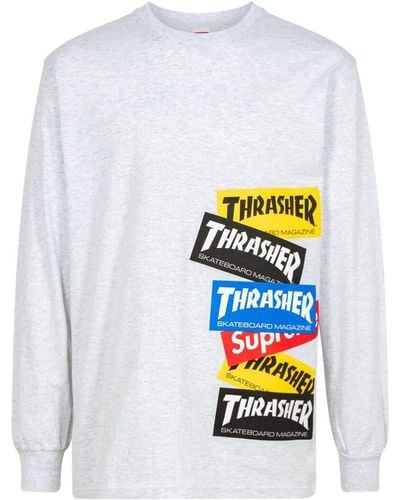 Supreme X Thrasher t-shirt à logo imprimé - Blanc