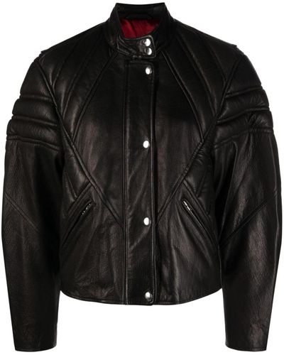 Isabel Marant Geometric-Panelled Studded Leather Jacket