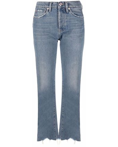 3x1 Straight-Leg-Jeans mit offenem Saum - Blau