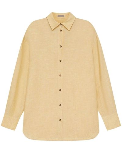12 STOREEZ Classic-collar Linen Shirt - Natural