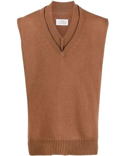 Maison Margiela Layered Knitted Vest - Brown