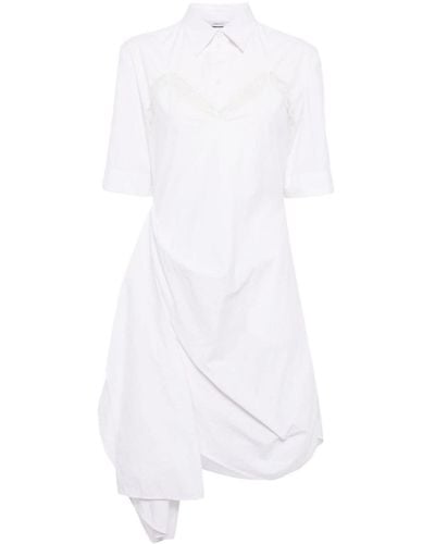 Pushbutton Drapiertes Hemdkleid im Layering-Look - Weiß