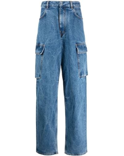 Givenchy Ausgeblichene Wide-Leg-Jeans - Blau