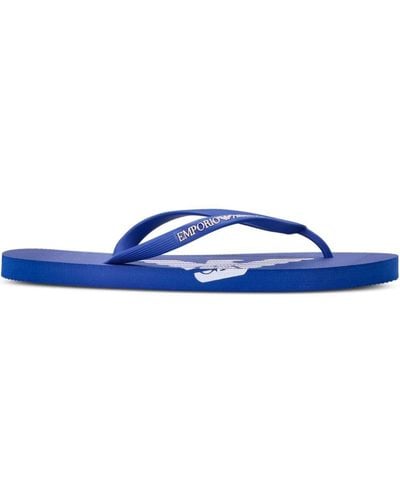 Emporio Armani Flip-Flops mit Logo-Print - Blau
