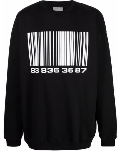 VTMNTS Sweatshirt mit Barcode-Print - Schwarz