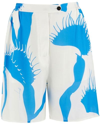 Ferragamo Venus-print High-waisted Bermuda Shorts - Blue