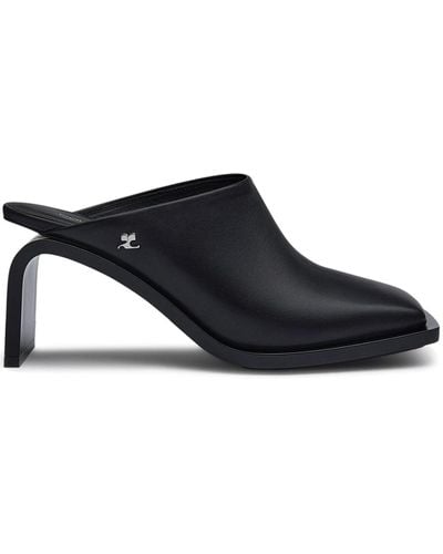 Courreges Stream 75mm Leather Mules - Black