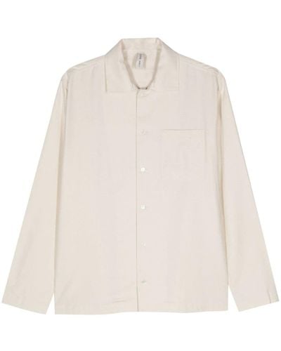 Another Aspect Cutaway-collar Raw-silk Shirt - White