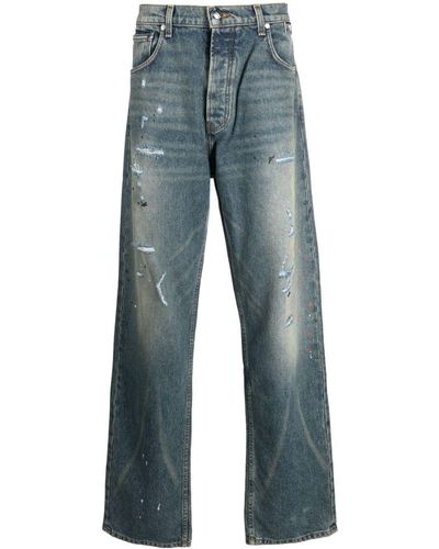 Rhude Distressed Wide-leg Jeans - Blue