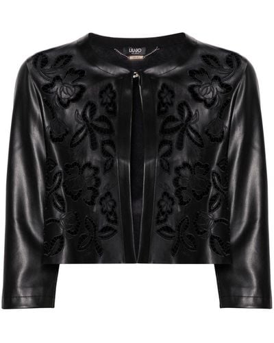Liu Jo Guipure Lace-detailing Cropped Jacket - Black