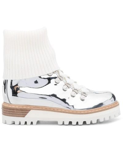 Le Silla St Moritz 45mm Metallic-finish Ankle Boots - White