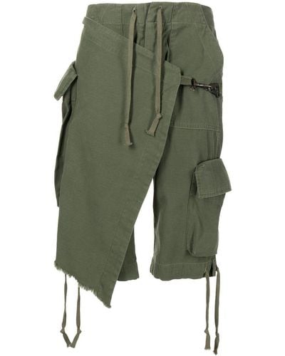 Greg Lauren Cotton Cargo-wrap Shorts - Green