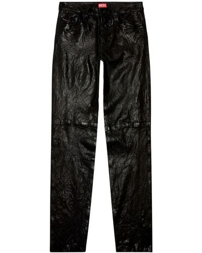 DIESEL P-macs-lth Straight-leg Leather Trousers - Black