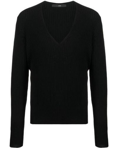 SAPIO V-neck Virgin Wool Sweater - Black