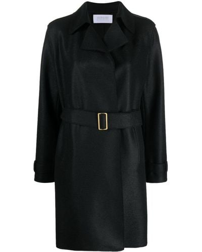 Harris Wharf London Buckle-belt Virgin-wool Trench Coat - Black