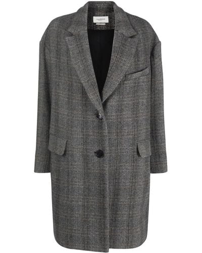 Isabel Marant Fine-check Single-breasted Wool Coat - Gray
