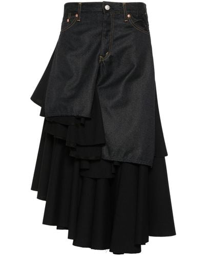 Junya Watanabe Ruffled Midi Skirt - Black